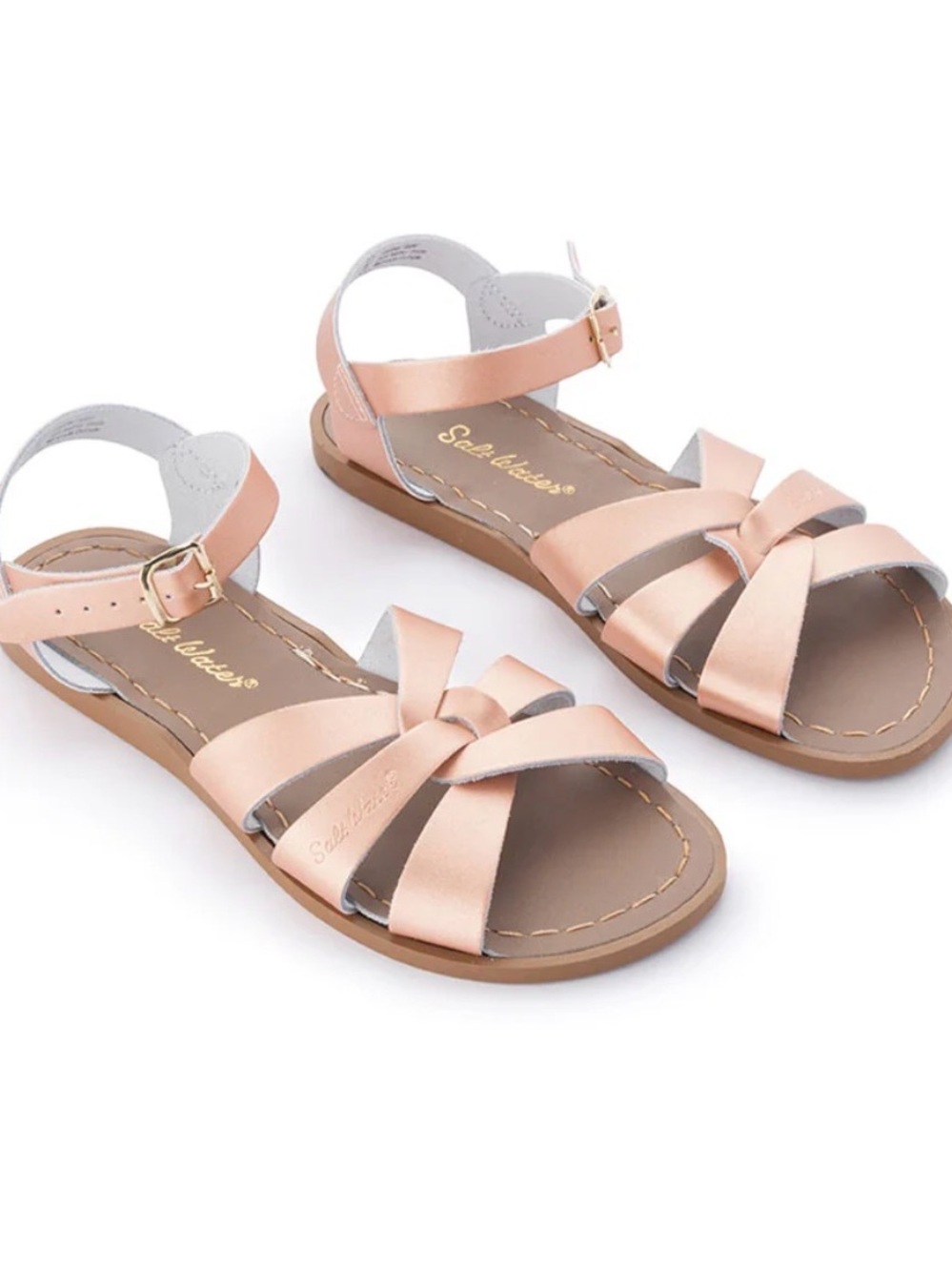 Salt Water Leather Sandals in Rose Gold